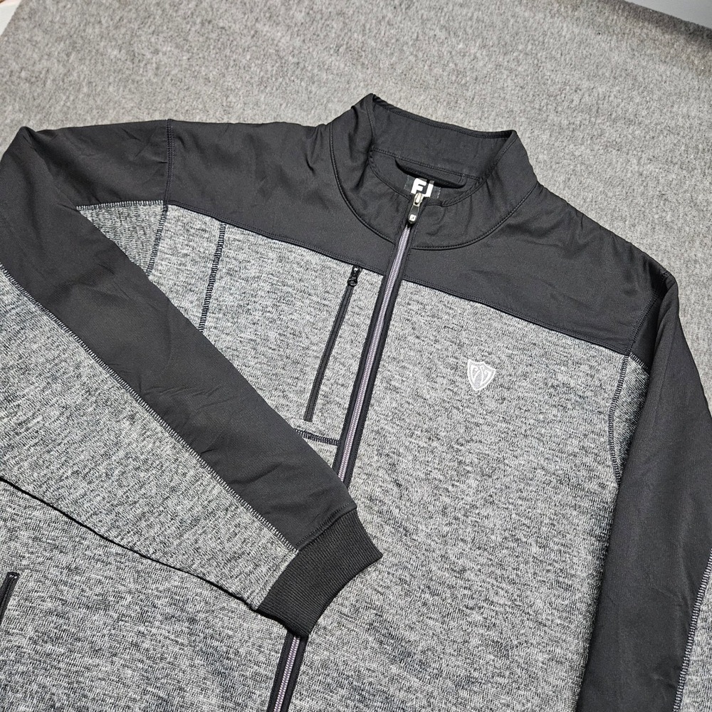 FootJoy Full Zip Jacket Mens XL Gray Black Golf Performance Fleece 24679
